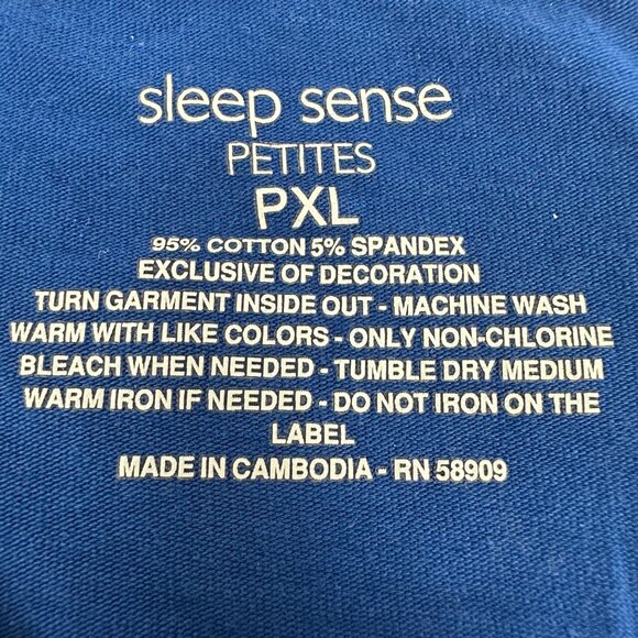 Sleep Sense Petites PXL Blue Long Sleeve Top V Neck - Picture 3 of 3